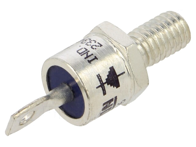 Diode: gelijkrichter; 1600V; 1,55V; 25A; anode op de schroef; M6 Diode: gelijkrichter; 1600V; 1,55V; 25A; anode op de schroef; M6